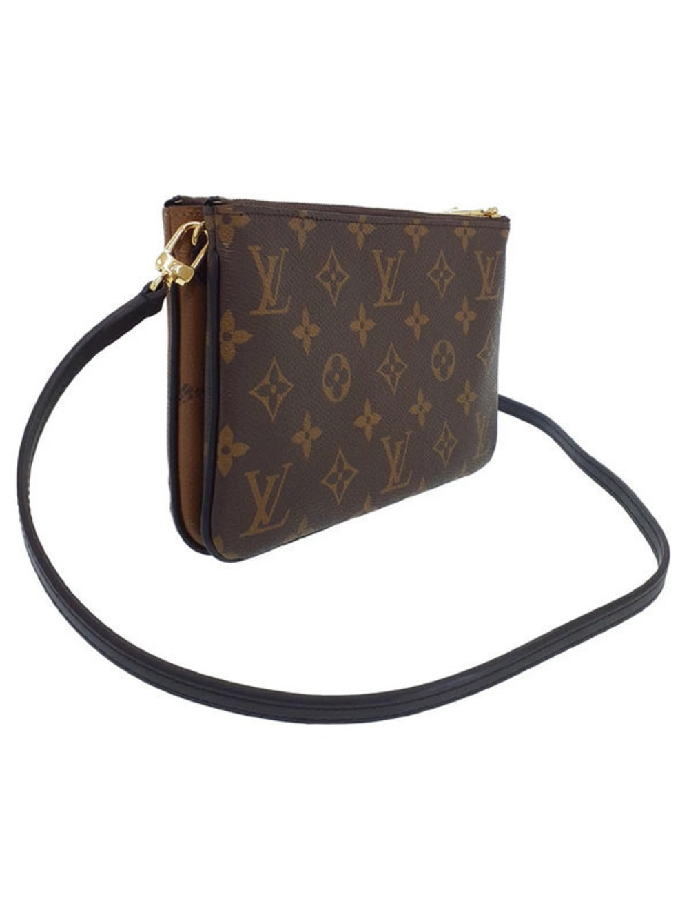 Louis Vuitton Pochette Bag Monogram Double Zip Giant Shoulder Brown